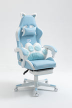 Cat Ears Gaming Chair - Ergonomic PU Leather Office Chair, Cute Chair with Footrest for Adult 310lbs Capacity, 90°-155° Recli