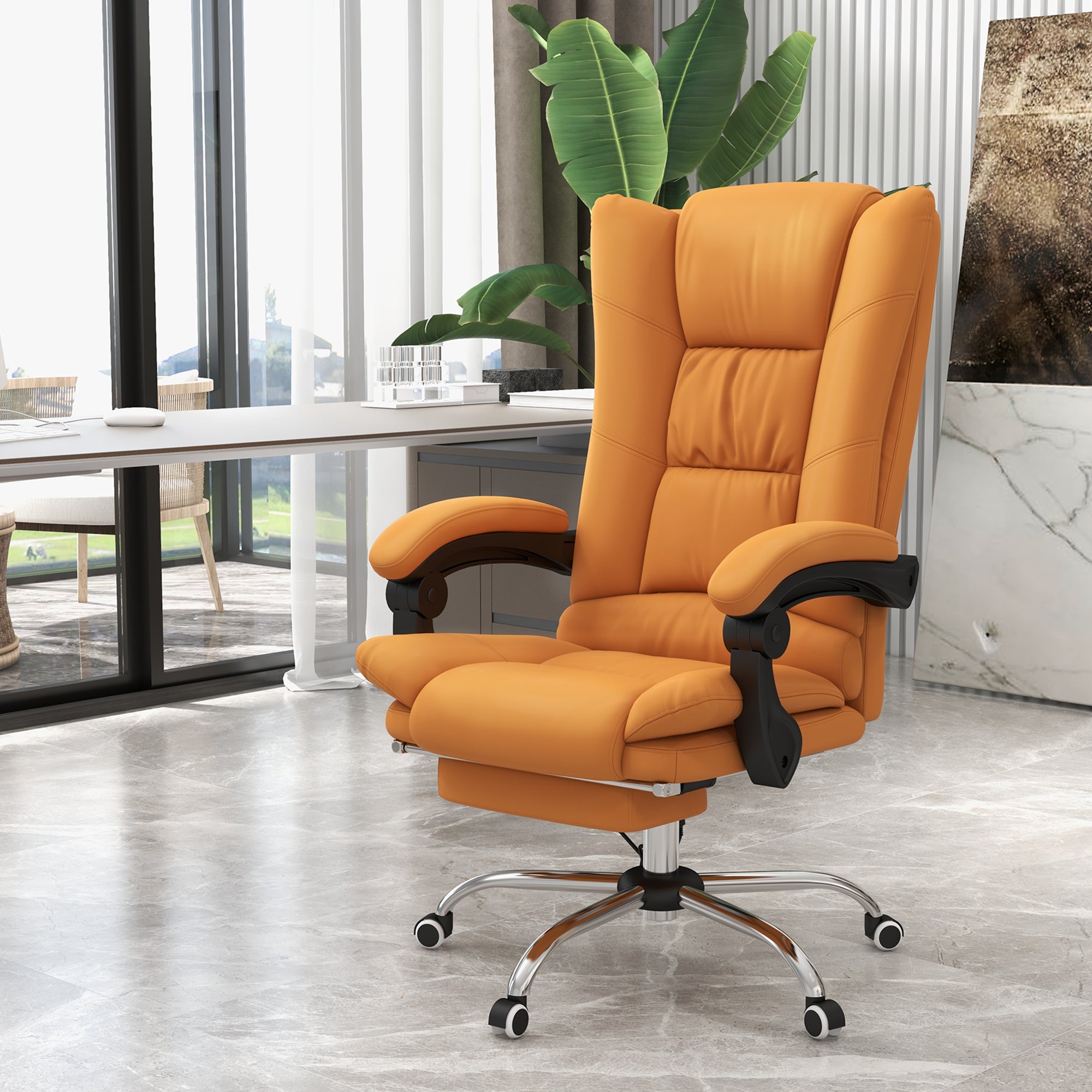 Vinsetto Executive Massage Office Chair with 4 Vibration and Heat, 3 Modes, PU Leather Swivel Chair with Adjustable Height, R