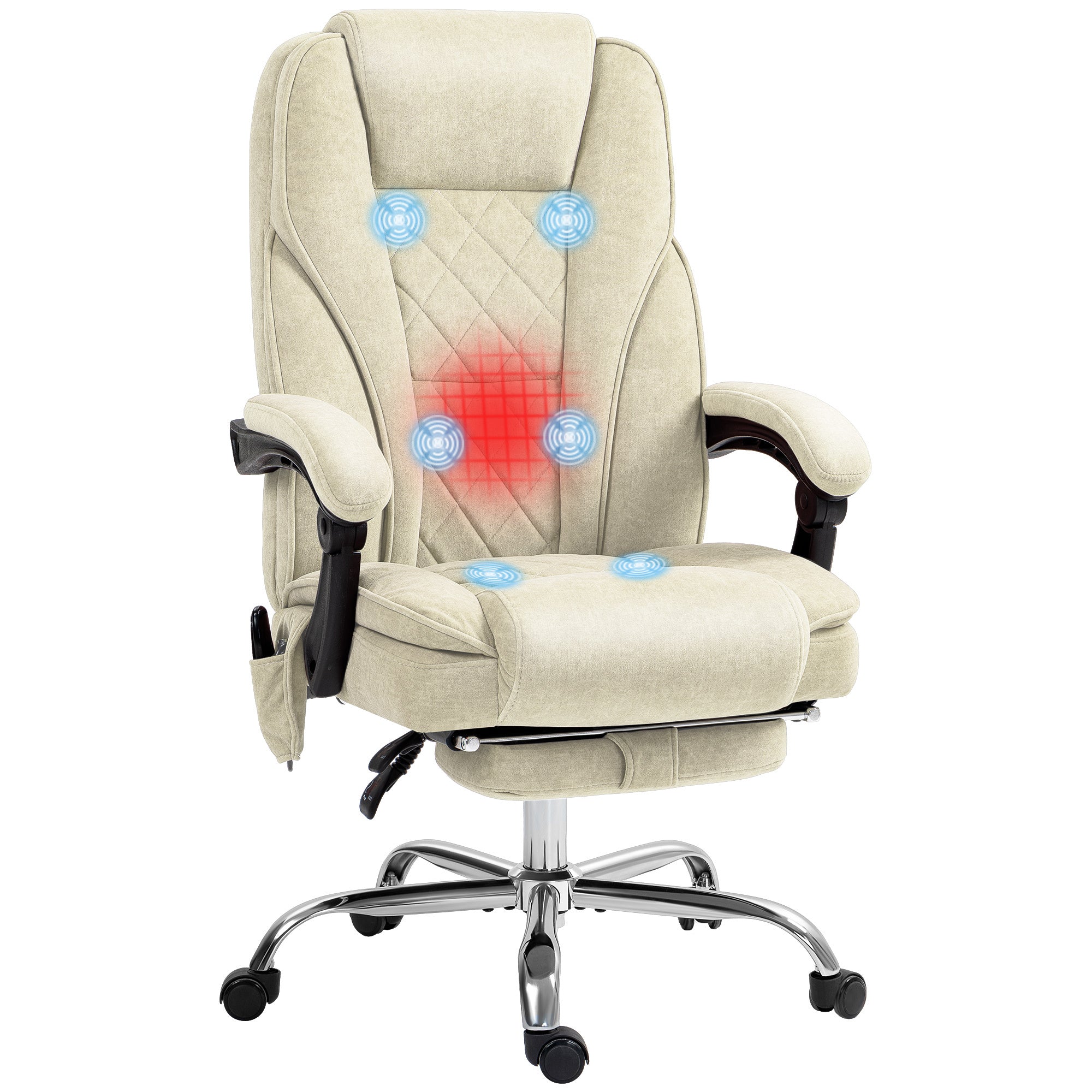 Vinsetto Massage Office Chair with Foot Rest, Executive Office Chair with 6 Vibration Point and Heat, Reclining Computer Chai
