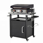 K&K 39.5' Outdoor Grill Cart with Storage Cabinet, Outdoor Bar Cart Pizza Oven Table with Wheels, Stainless Steel Top, Outdoor Kitchen Island with Spice & Paper Rack for BBQ, Waterproof Cover Included - Grand Goldman Shop