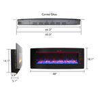48 inch Curved Front Wall Mounted Electric Fireplace with remote and multi color flame & emberbed - Grand Goldman Shop