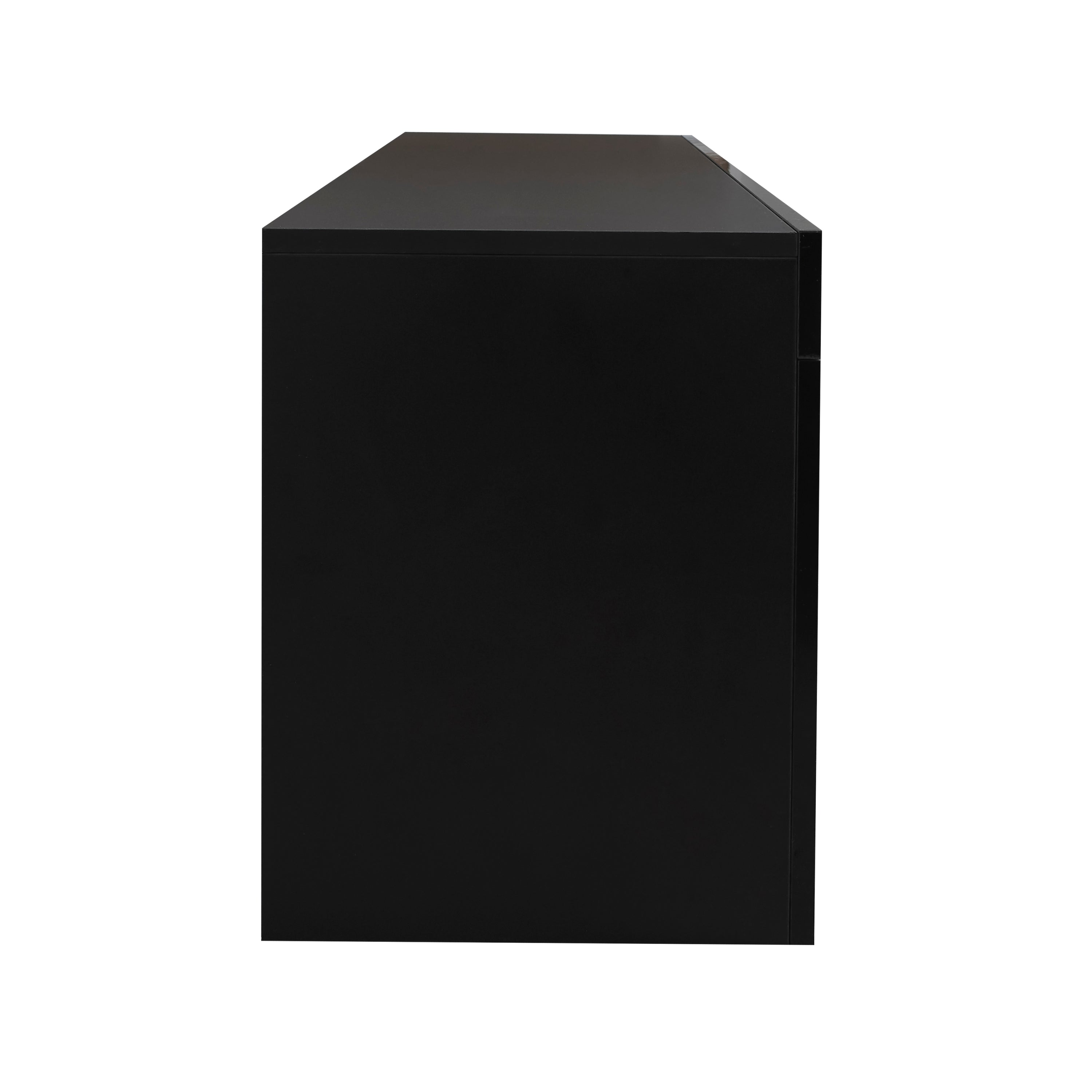 Black TV Stand with LED RGB Lights,Flat Screen TV Cabinet, Gaming Consoles - in Lounge Room, Living Room and Bedroom(Black) - Grand Goldman Shop