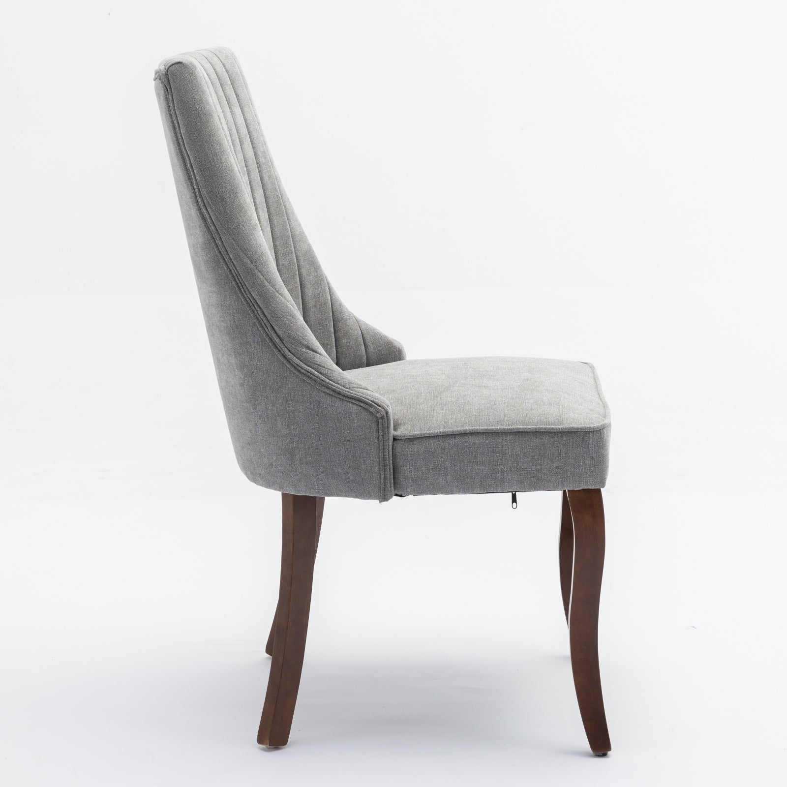 Rayon Cloth Flocking Linen Dining Chairs Channel Kitchen Dinner Chair Comfy Fabric Upholstered Accent Chair for Dining Room with Curved Solid Wood Legs,Set of 2 (Gray), SW1847GY - Grand Goldman Shop