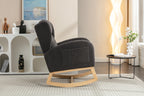 049-Teddy Fabric Rocking Chair With Packet Wood Legs,Dark Gray - Grand Goldman Shop
