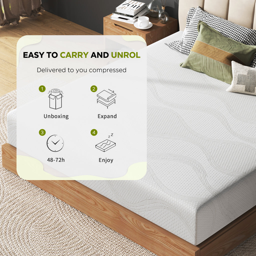 Twin Size Memory Foam Mattress,12 Inch Bed Mattress,with Cooling Green Tea Gel, CertiPUR-US Certified,White - Grand Goldman Shop