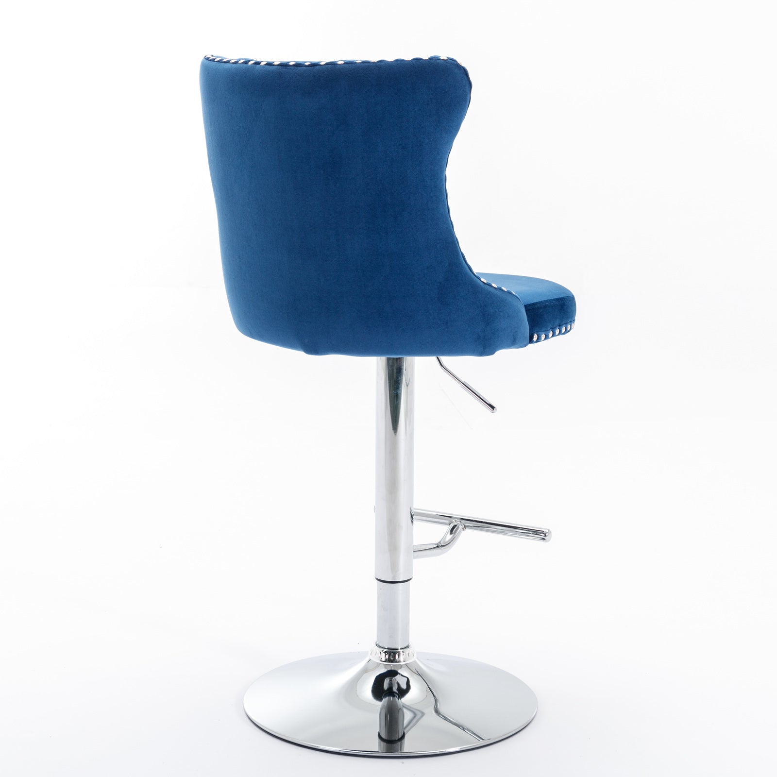 A&A Furniture,Swivel Velvet Barstools Adjusatble Seat Height from 25-33 Inch, Modern Upholstered Chrome base Bar Stools with Backs Comfortable Tufted for Home Pub and Kitchen Island（Blue,Set of 2） - Grand Goldman Shop