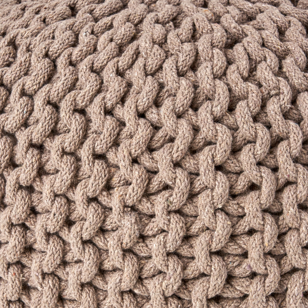 Moro Knitted Cotton Round Pouf with Pumpkin Shape in Brown, 20 x 20 inches - Grand Goldman Shop