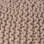 Moro Knitted Cotton Round Pouf with Pumpkin Shape in Brown, 20 x 20 inches - Grand Goldman Shop