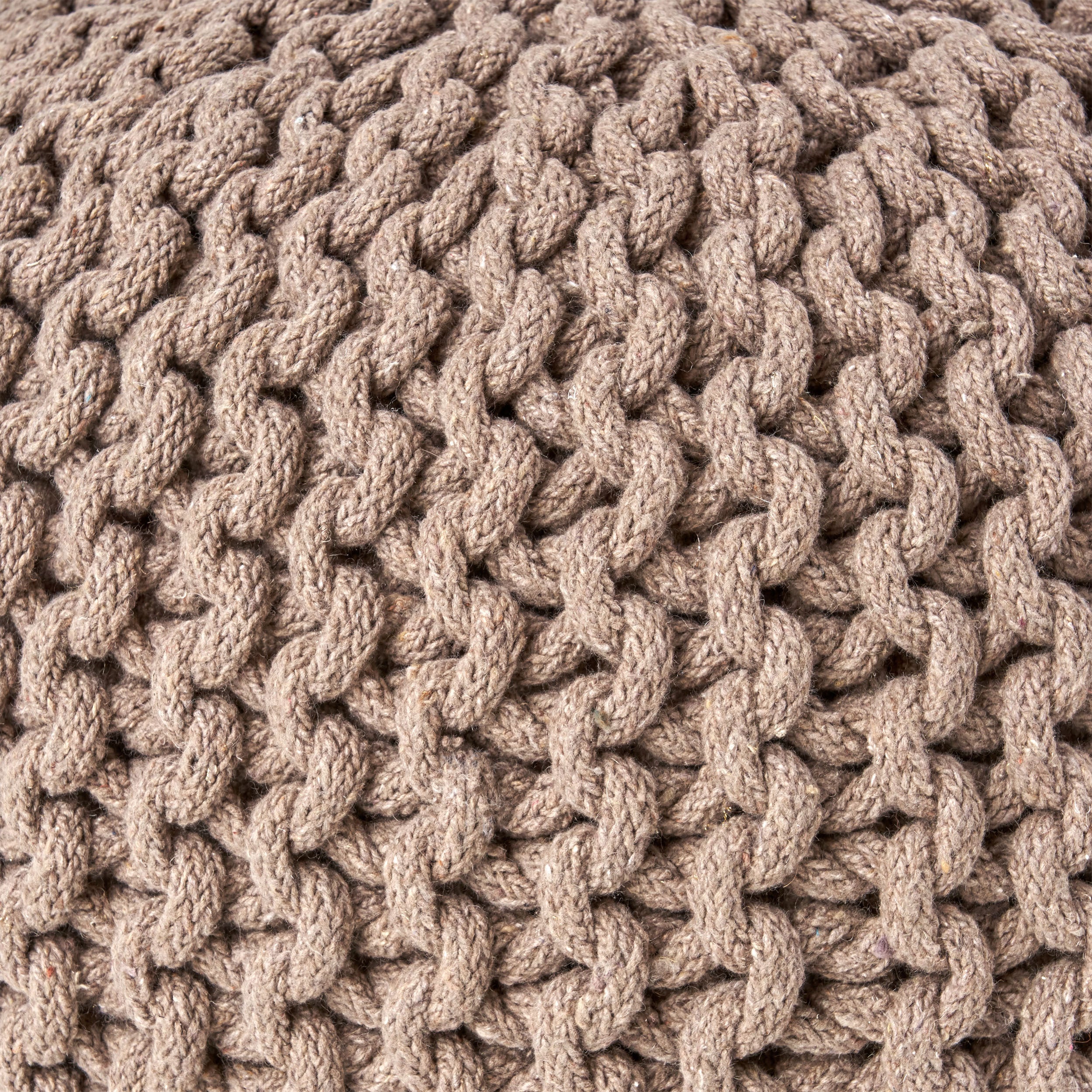 Moro Knitted Cotton Round Pouf with Pumpkin Shape in Brown, 20 x 20 inches - Grand Goldman Shop