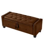 48' Ottoman Bench with Storage, Bench for Bedroom,Living Room,Hallway, Upholstered Tufted Faux Leather PU Ottoman Brown - Grand Goldman Shop