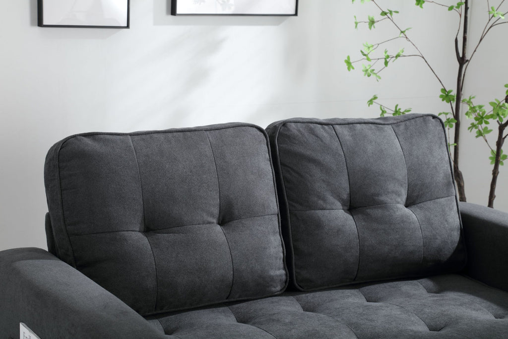 3 Fold Sofa,Convertible Futon Couch sleeper sofabed,Space saving loveseat,Pull Out Couch Bed for Living Room,Dark Gray & Light Gray & Beige,Velvet linen fabric - Grand Goldman Shop