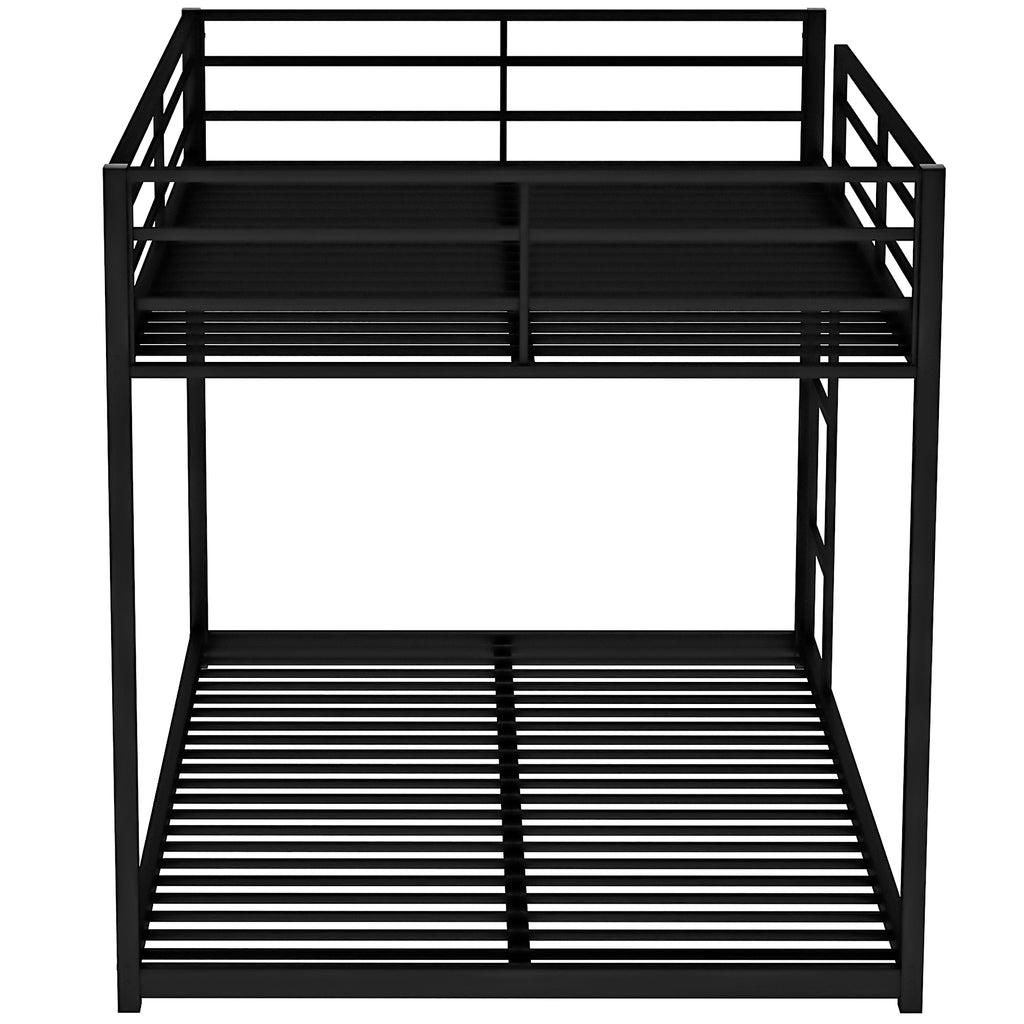 Full Over Full Metal Bunk Bed with Ladder, Black Steel Frame, 77.1''L x 55.9''W x 53.7''H - Grand Goldman Shop
