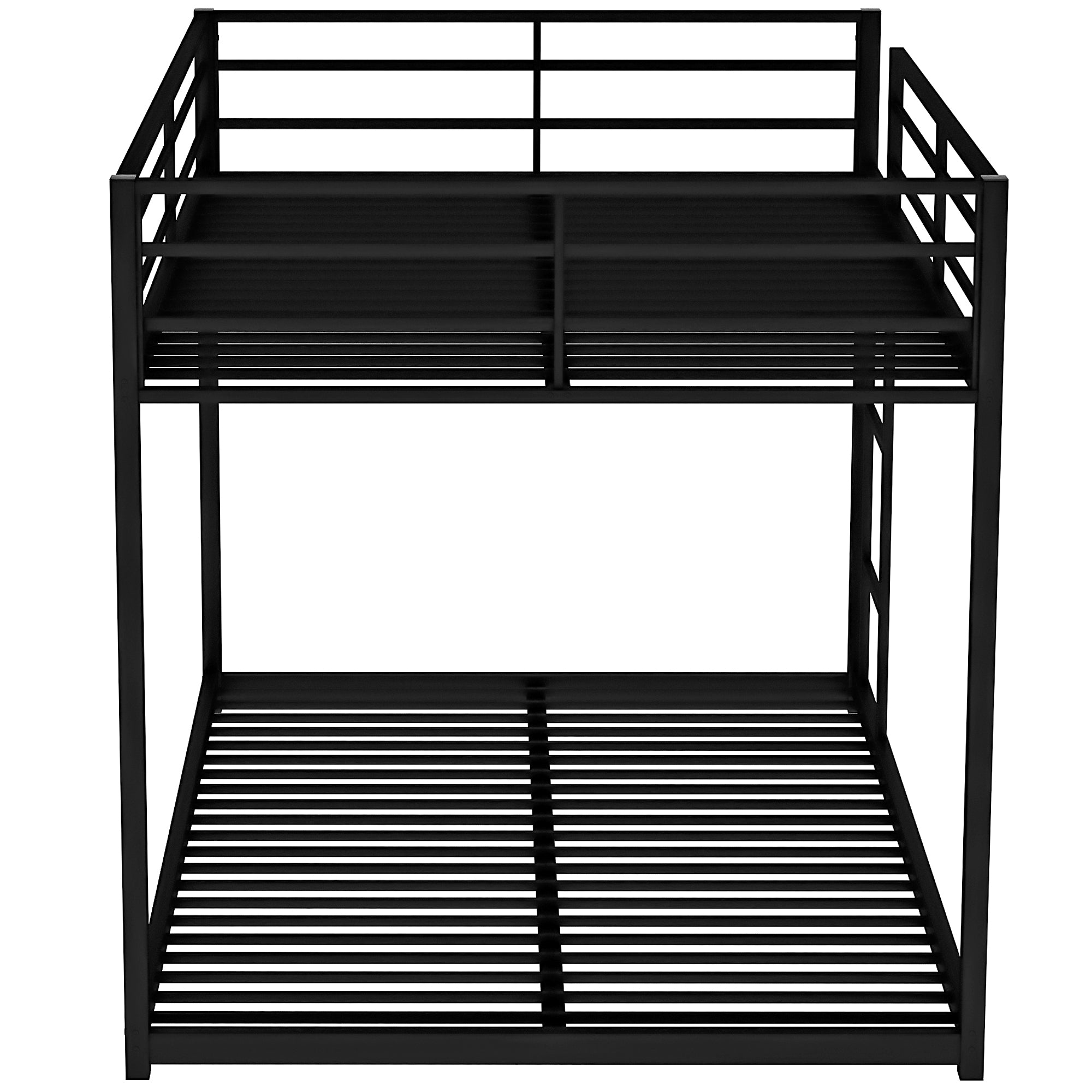 Full Over Full Metal Bunk Bed with Ladder, Black Steel Frame, 77.1''L x 55.9''W x 53.7''H - Grand Goldman Shop