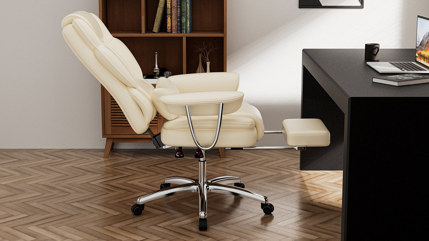 Office Chair, Big and Tall Executive Office Chair with Footrest, Leather Computer Chair, Ergonomic Reclining Chair High Back 