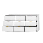 White 9 Drawer Dresser, 63' Large Deep Chest of Drawers, Wooden Dresser Storage Cabinet with 9 Drawers for Bedroom, Long Dressers for Living Room, Hallway - Grand Goldman Shop