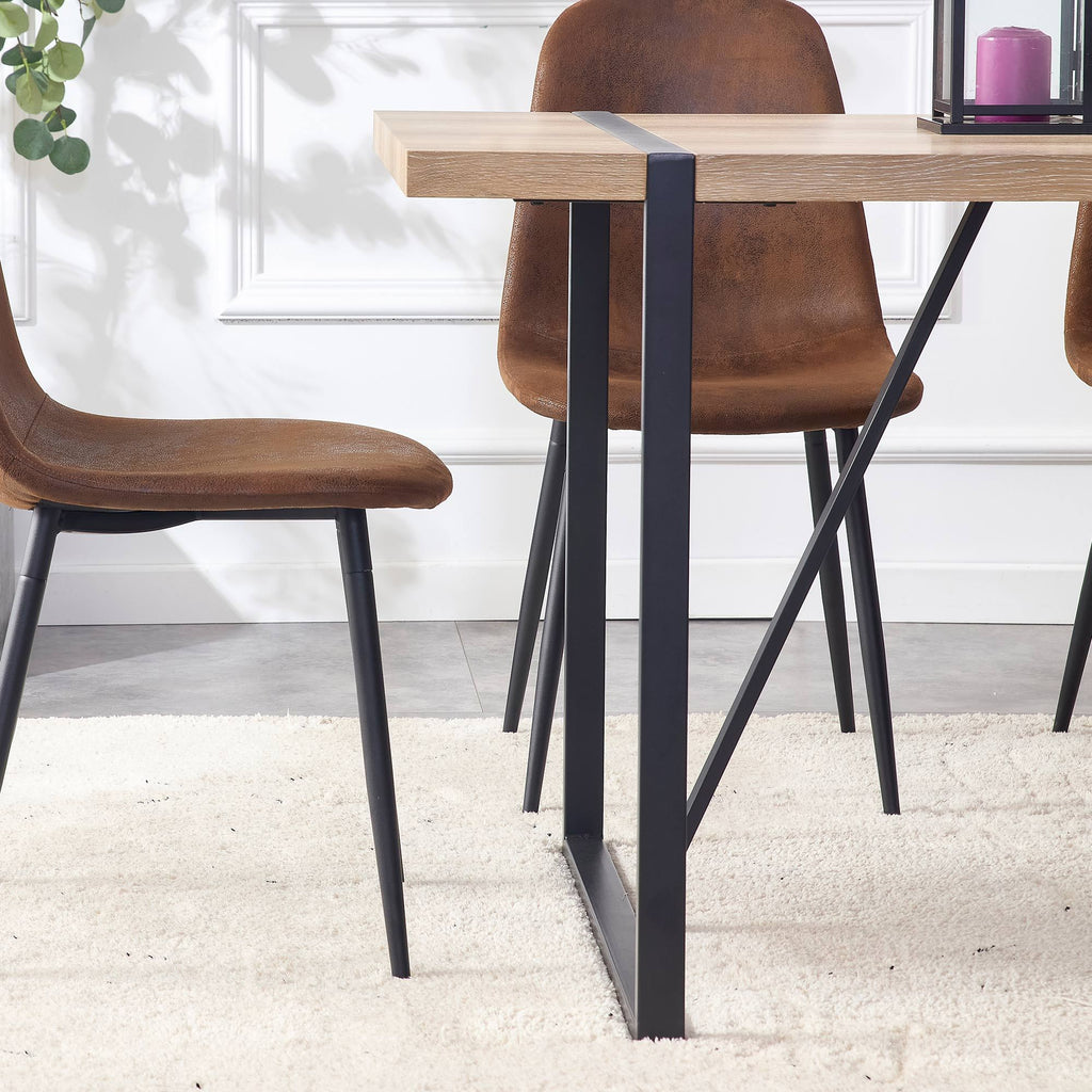 Rustic Industrial Rectangular Wood Dining Table For 4-6 Person, With 1.5' Thick Engineered Wood color Tabletop and Black Metal Legs,Desk For Kitchen Dining Living Room, 55.1' x 31.4'x 29.9'1529W115172 - Grand Goldman Shop