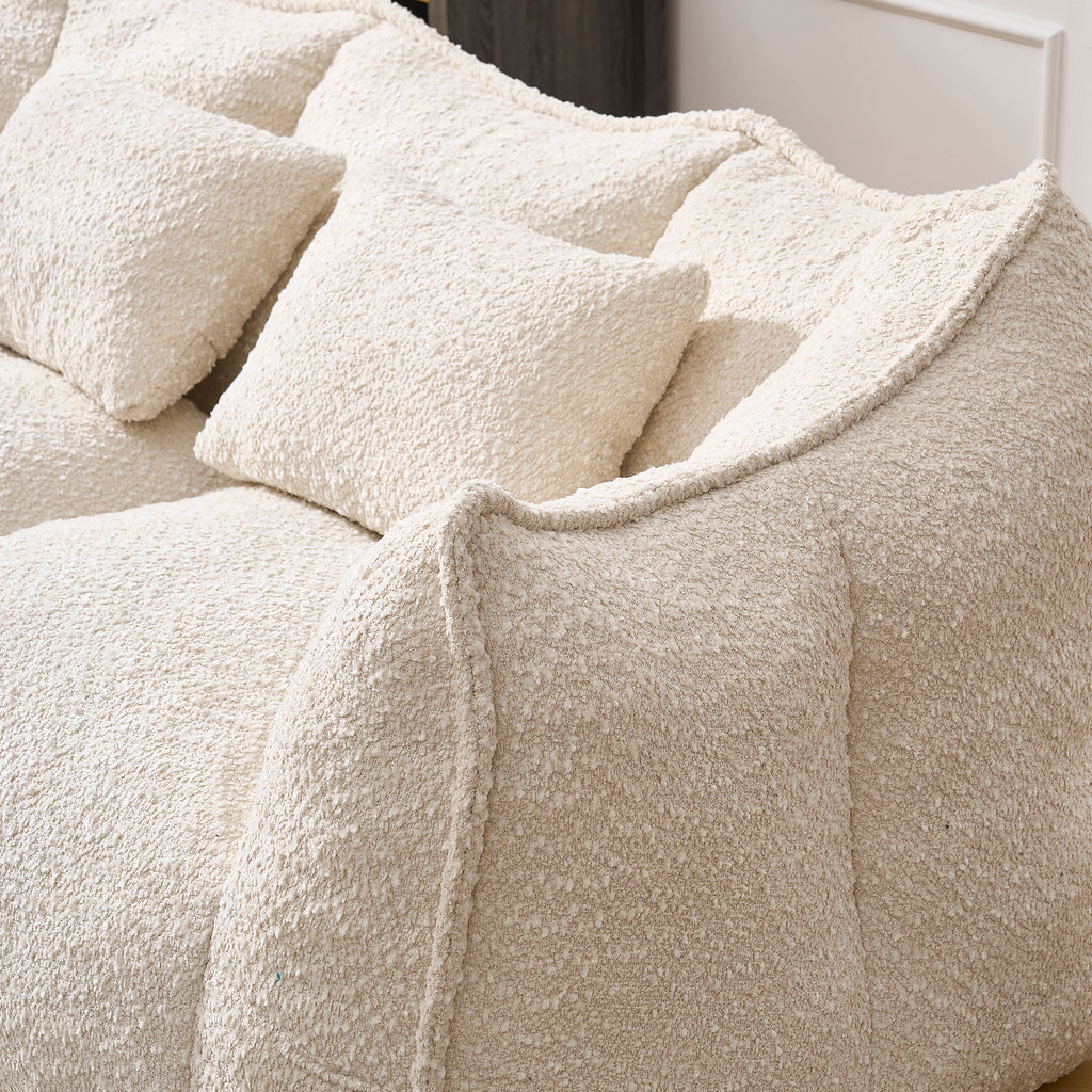 Comfortable Dual Beanbag Chair with High Resilience Foam Core for Two People in Beige Chenille - Grand Goldman Shop