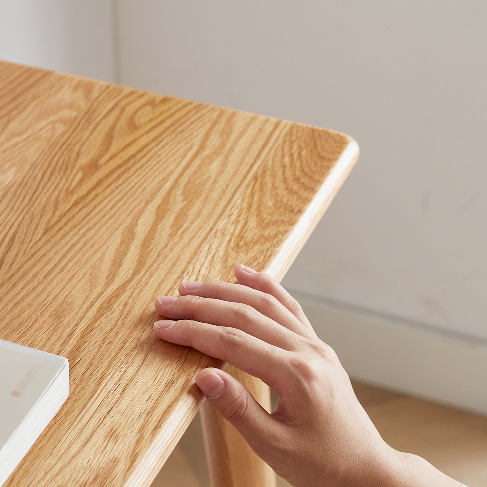Desk 100% solid wood natural wood computer desk study desk oak natural wood PC desk work desk dressing table slim solid wood with drawer simple work from home width 80 cm depth 50 cm wood grain wooden - Grand Goldman Shop