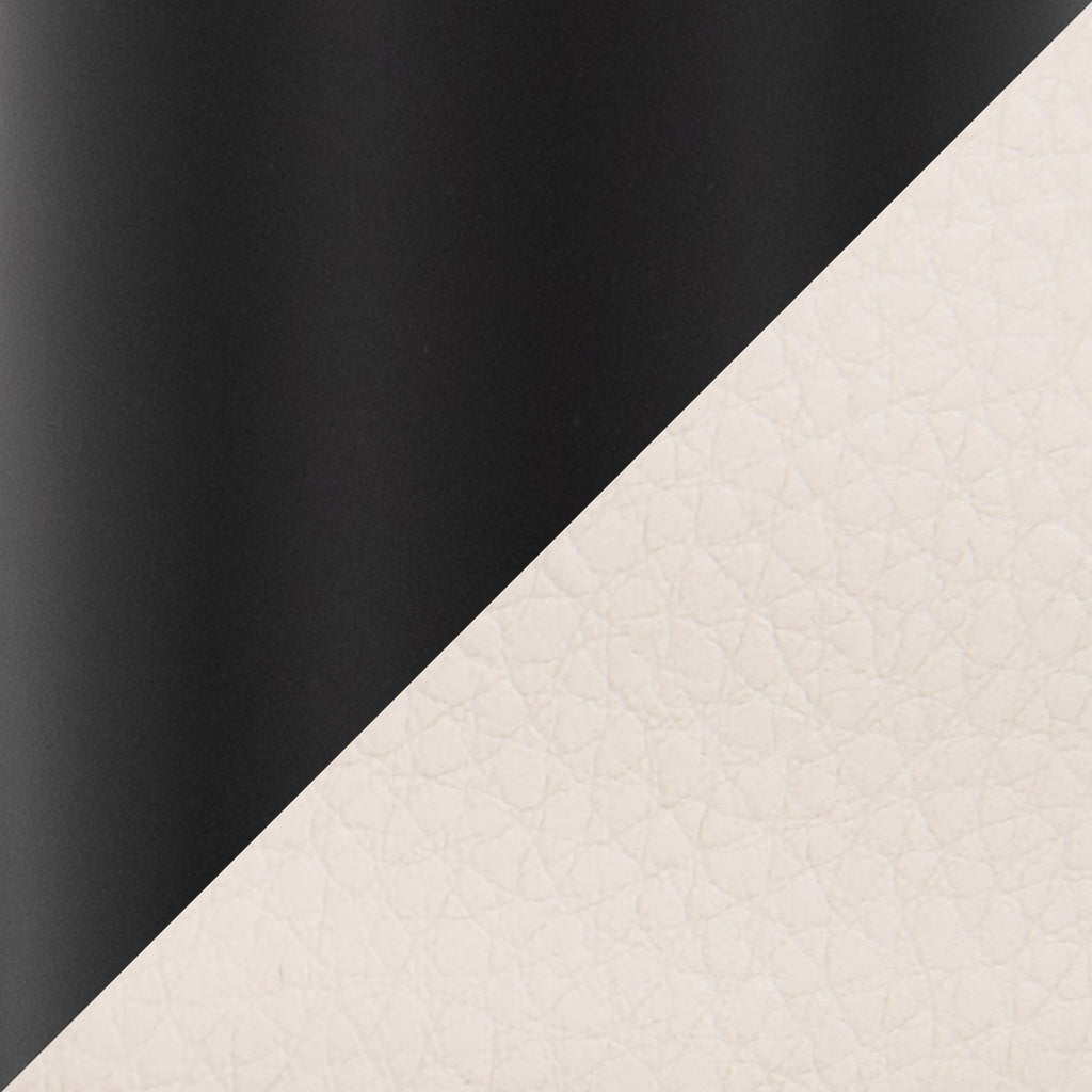 Contemporary Office Chair in Black Metal and Cream Faux Leather - Grand Goldman
