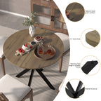 Modern 31.5 Inch Round Dining Table in Rustic Brown with Black Metal Legs, MDF Top for 2-4 People, Compact Kitchen or Dining Room Table - Grand Goldman Shop