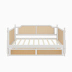 Traditional Style Rattan Twin Size Daybed with 2 Drawers, Antique White, Solid Pine Wood & MDF - Grand Goldman Shop