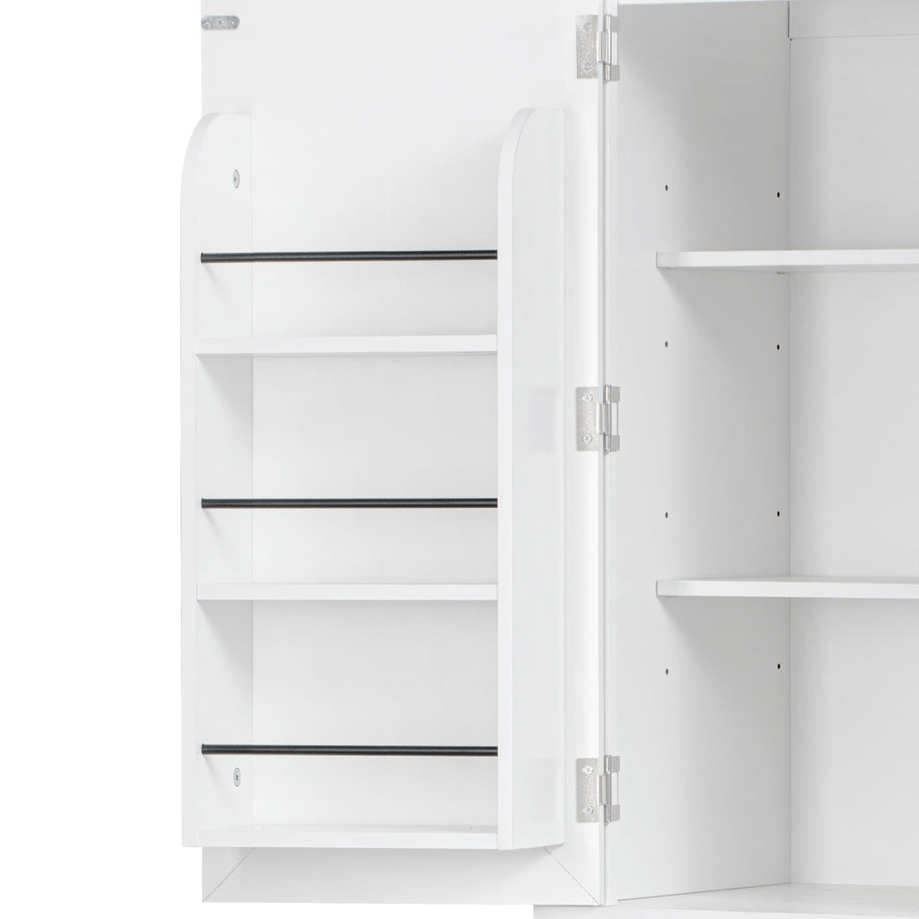 K&K 71' Tall Kitchen Pantry Cabinet with 3 Pull Out Cabinet Organizers, Farmhouse Embossed Texture Storage Cabinet with 6 Door Shelves, 2 Drawers, Freestanding Cupboard for Kitchen, Dining Room White - Grand Goldman Shop