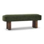 Indoor Green Fabric Dining Bench with Walnut Color Legs, 51.57'L Upholstered Seating for Kitchen, Dining Room and Living Space,250lbs Capacity - Grand Goldman Shop