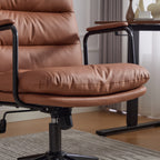 Office Chair,Mid Back Home Office Desk Task Chair with Wheels and Arms Ergonomic PU Leather Computer Rolling Swivel Chair wit