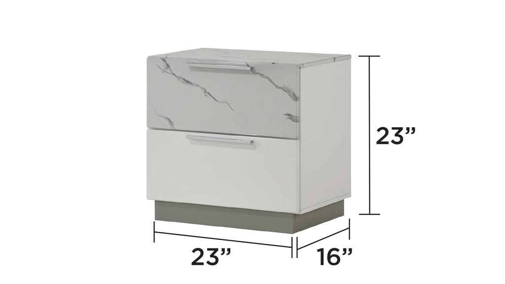 Mist Queen 4-Piece Set – Two-Tone High-Gloss Marble & Lacquer Finish with LED Lighting White - Grand Goldman Shop