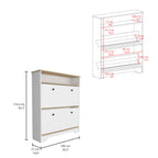 Calgary Shoe Rack, Superior Top, One Open Shelf, Two Extendable Shelves -Light Oak / White - Grand Goldman Shop