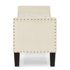 Upholstered Tufted Button Storage Bench with nails trim,Entryway Living Room Soft Padded Seat with Armrest,Bed Bench - Cream - Grand Goldman Shop