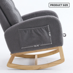 LY-5104 Dark Gray  Accent Rocking  Chair with  Footrest High Back Rubber Wood Rocking Legs Bedroom Living Space   26.77D X 38.36W X 39.76H Inch - Grand Goldman Shop