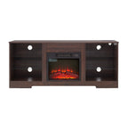 TV Stand Electric Fireplace TV Stand with Glass Shelves, 3D Fireplace TV Stand with LED Lights Wood with USB Charging Outlet Modern Television Table Center for TV up to 32-62' ESP 58''W*15.4''D*24.6 - Grand Goldman Shop