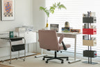 Pink Velvet Criss Cross Armrest Office Chair with Wheels - Comfortable for Home Office, Reading & Vanity - Grand Goldman