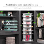 8-Tier Rotating Shoe Rack Tower, 360-degree Spinning Shoe Organizer and Storage Carousel for Closet or Entryway, White - Grand Goldman Shop