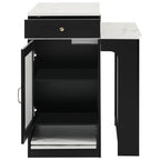 K&K 59.5' Kitchen Island with Extendable Dining Table, Kitchen Storage Table with Double-sided Storage, Kitchen Island with 2 Drawers, Power Outlet, Side Open Shelves, for Kitchen, Dining Room, Black - Grand Goldman Shop