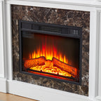 Electric Fireplace with Mantel, Fireplace Mantel, Fireplace Heater Freestanding, Realistic Stacked Stone Surround with Remote Control Timer LED Flame, White, 45.66'W*11.8'D*40'H - Grand Goldman Shop