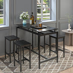 5 Pieces Dining Table Set for 4,Black Bar Table Set with 4 Bar Stools Counter Height Bar Table and Chairs Set. Pub Table Set Breakfast Table for Kitchen, Small Space - Grand Goldman Shop