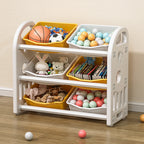 Kids Toy Storage Organizer with 6 Bins, Multi-functional Nursery Organizer Kids Furniture Set Toy Storage Cabinet Unit with H