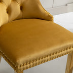 A&A Furniture,Nikki Collection Modern, High-end Tufted Solid Wood Contemporary Velvet Upholstered Dining Chair with Golden Stainless Steel Plating Legs,Nailhead Trim,Set of 2,Gold, SW1601GL - Grand Goldman Shop