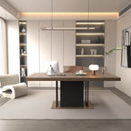 Rectangle extendable dining table for 6-10 people aged effect wood and black 160-200 cm - Grand Goldman Shop