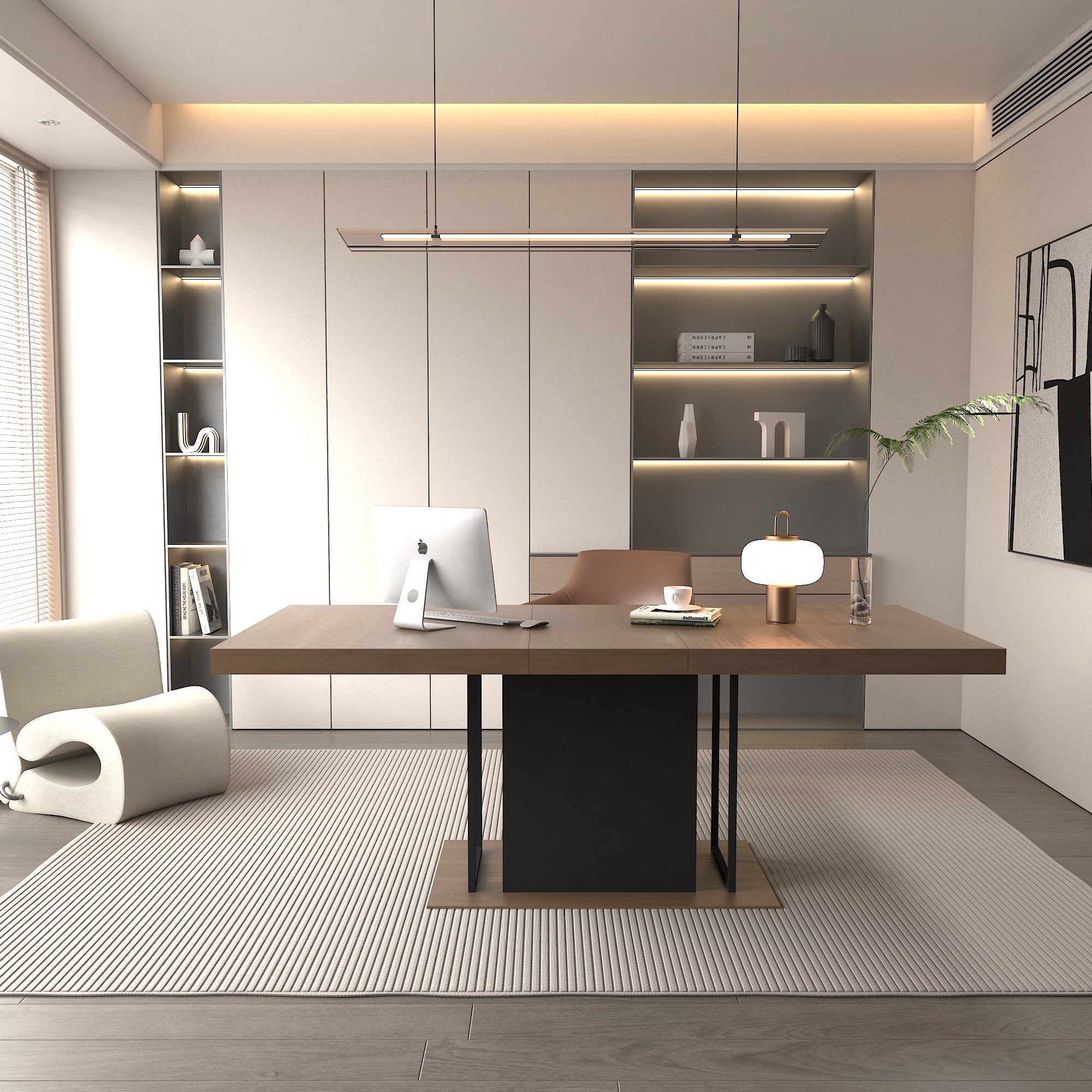 Rectangle extendable dining table for 6-10 people aged effect wood and black 160-200 cm - Grand Goldman Shop