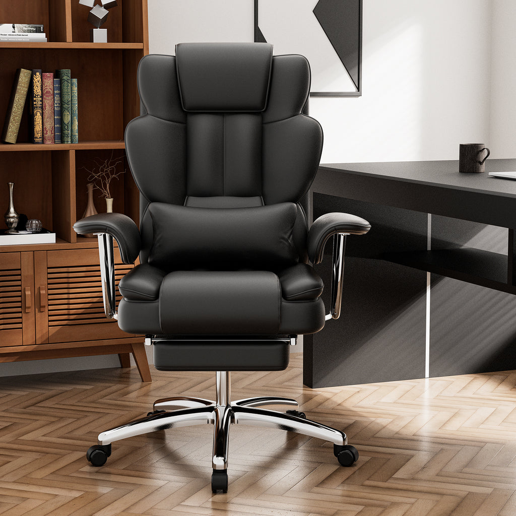 Office Chair, Big and Tall Executive Office Chair with Footrest, Leather Computer Chair, Ergonomic Reclining Chair High Back,