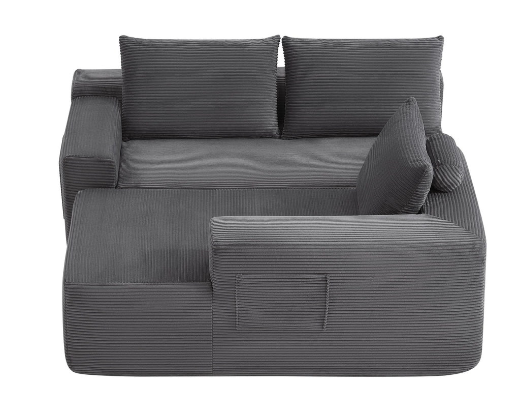 96.9'Compressible doubleCloud Sectional Couch with L-Shape Chaise,Modern Modular Sofa with Deep Seat,Upholstered Couches for Living Room Bedroom,No Assembly Required,(Plush Corduroy Fabric),Grey Right - Grand Goldman Shop