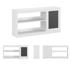 3-in-1 Kids Bookshelf and Toy Storage Cabinet with Chalkboard – Modern White Organizer for Playroom featuring Engineered Wood