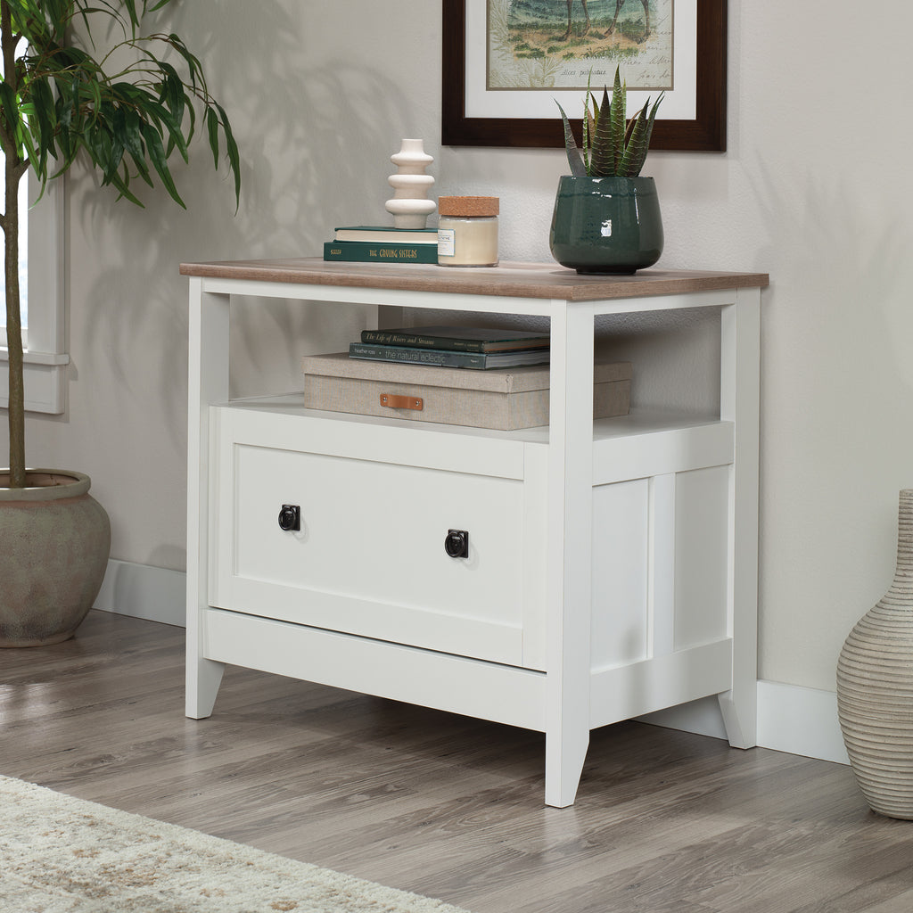 Lateral File with Large Drawer, White finish - Grand Goldman