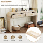 TREXM Unique Retro Silhouette Console Table with Open Style, Two Top Drawers for Entrance, Dinning Room, Living Room (Natural Wood Wash) - Grand Goldman Shop