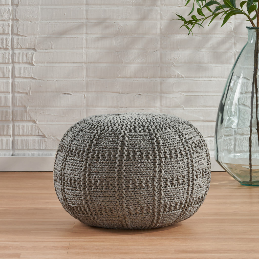 Yuny Knitted Cotton 20 x 20 Round Pouf - Grand Goldman Shop