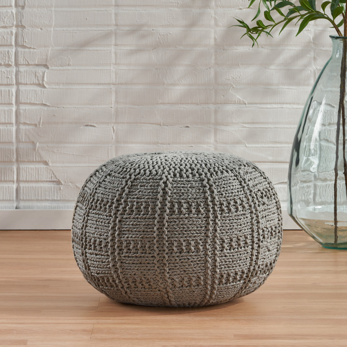 Yuny Knitted Cotton 20 x 20 Round Pouf - Grand Goldman Shop