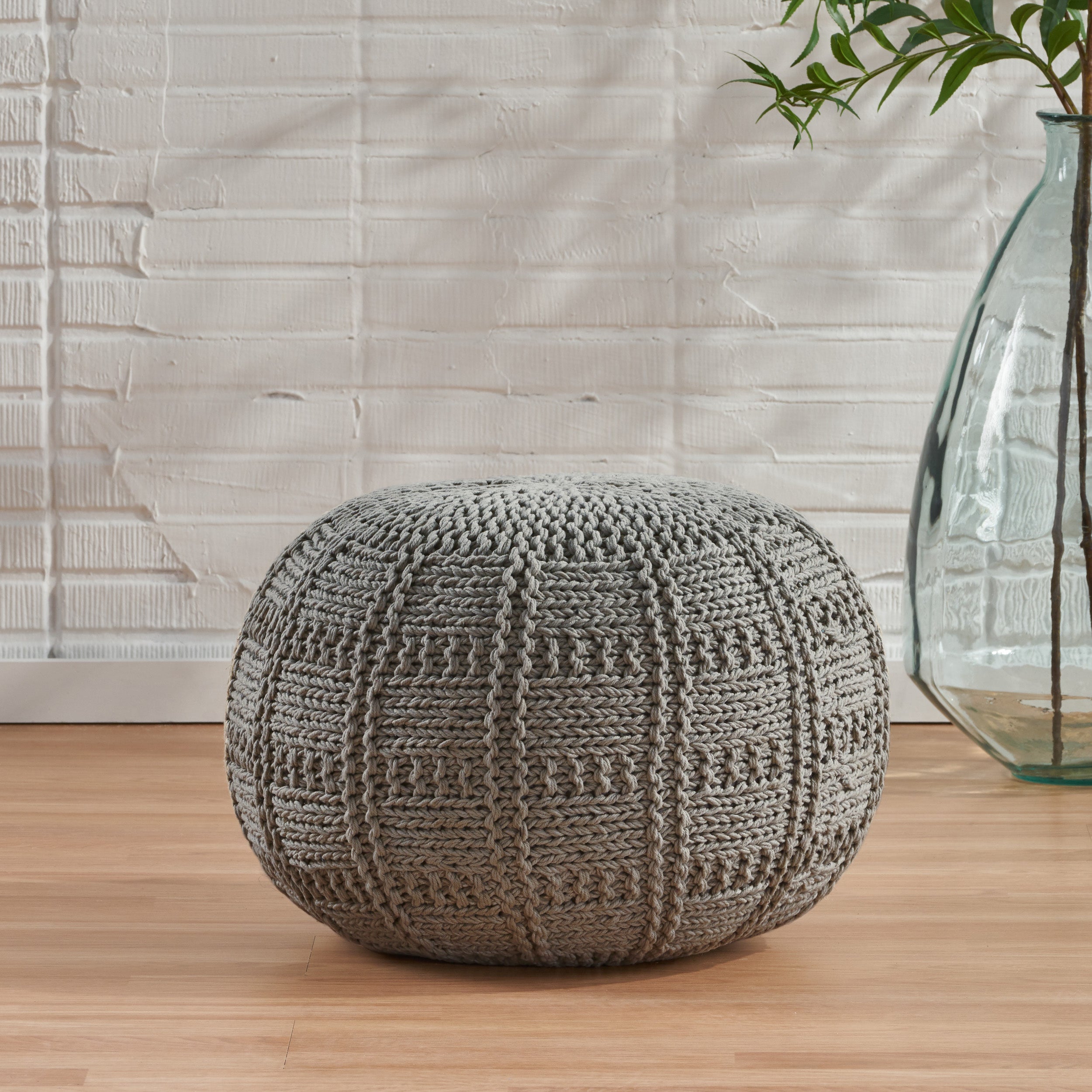 Yuny Knitted Cotton 20 x 20 Round Pouf - Grand Goldman Shop